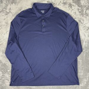 Untuckit‎ Polo Shirt Mens XXXL Navy Long Sleeve Cotton Damaschino